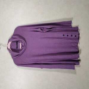 2/$10 04507 Susan Graver Weekend purple waffle weave cowl neck sweater XL